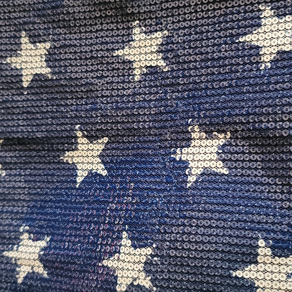 Ashley Stewart Sequin Americana Scoop Neck Tank, Blue and White, 3X - Picture 3 of 4